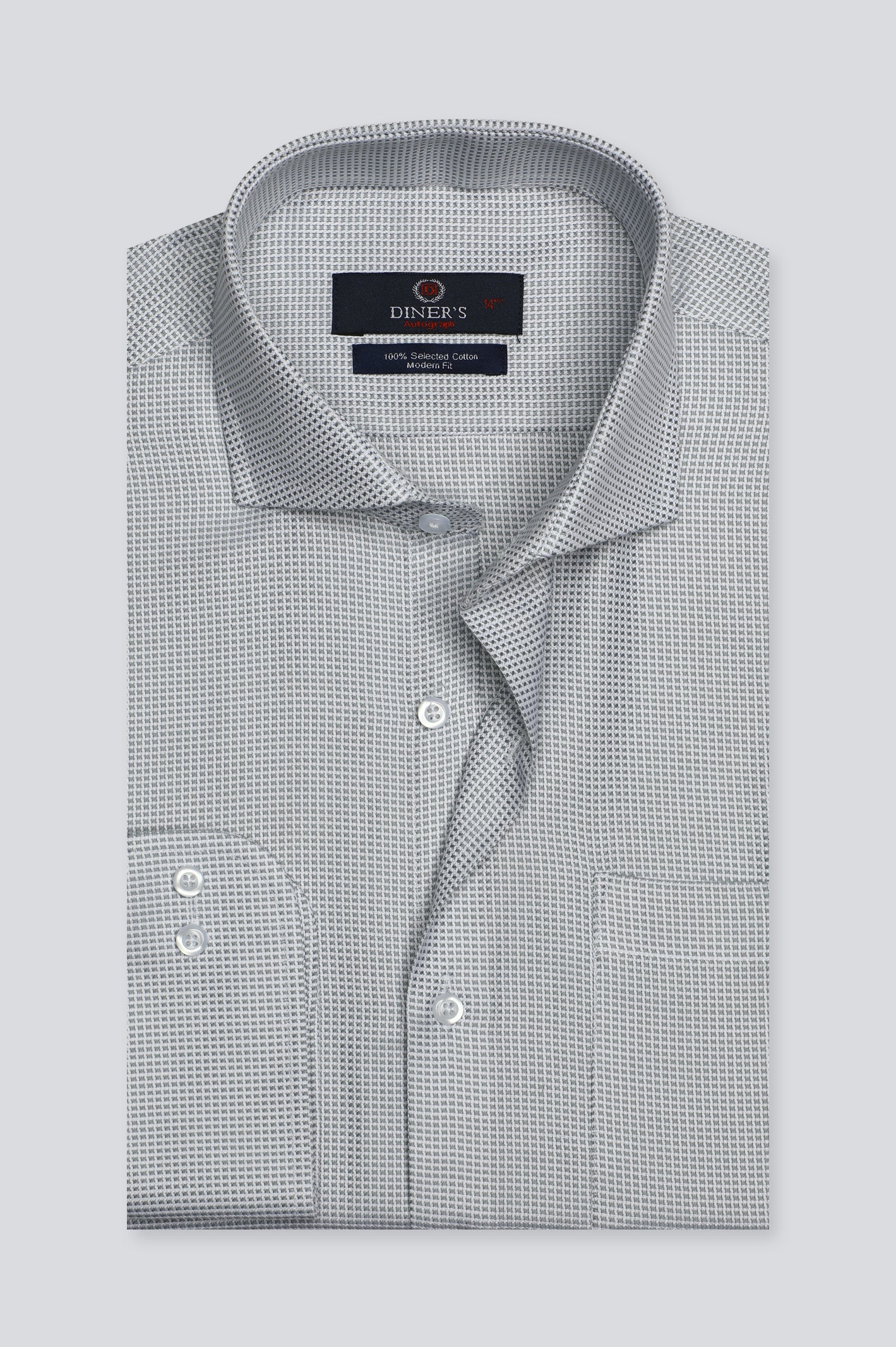 Light Grey Houndstooth Formal Autograph Shirt From Diners