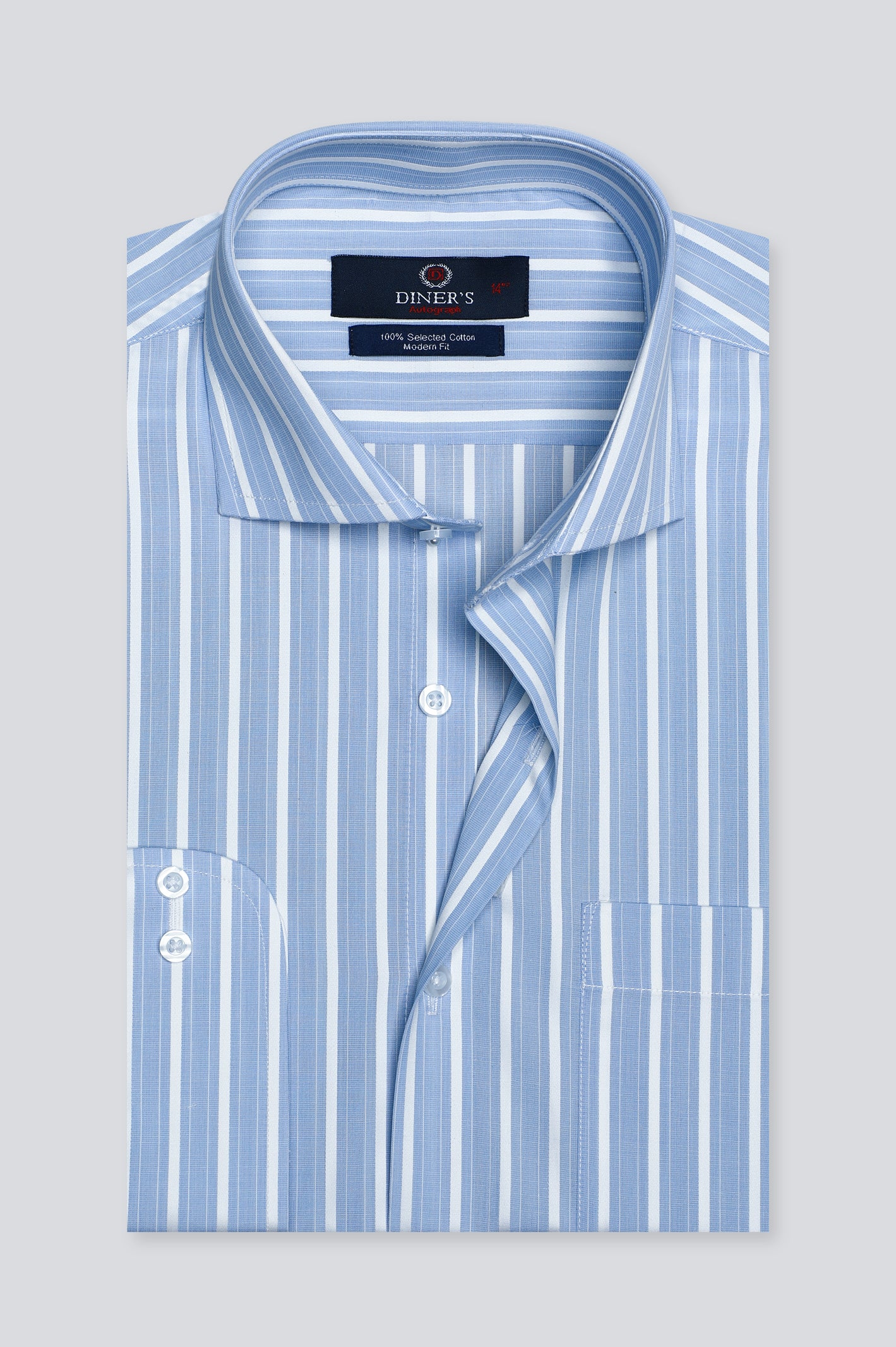 Light Blue Pencil Stripe Formal Autograph Shirt From Diners