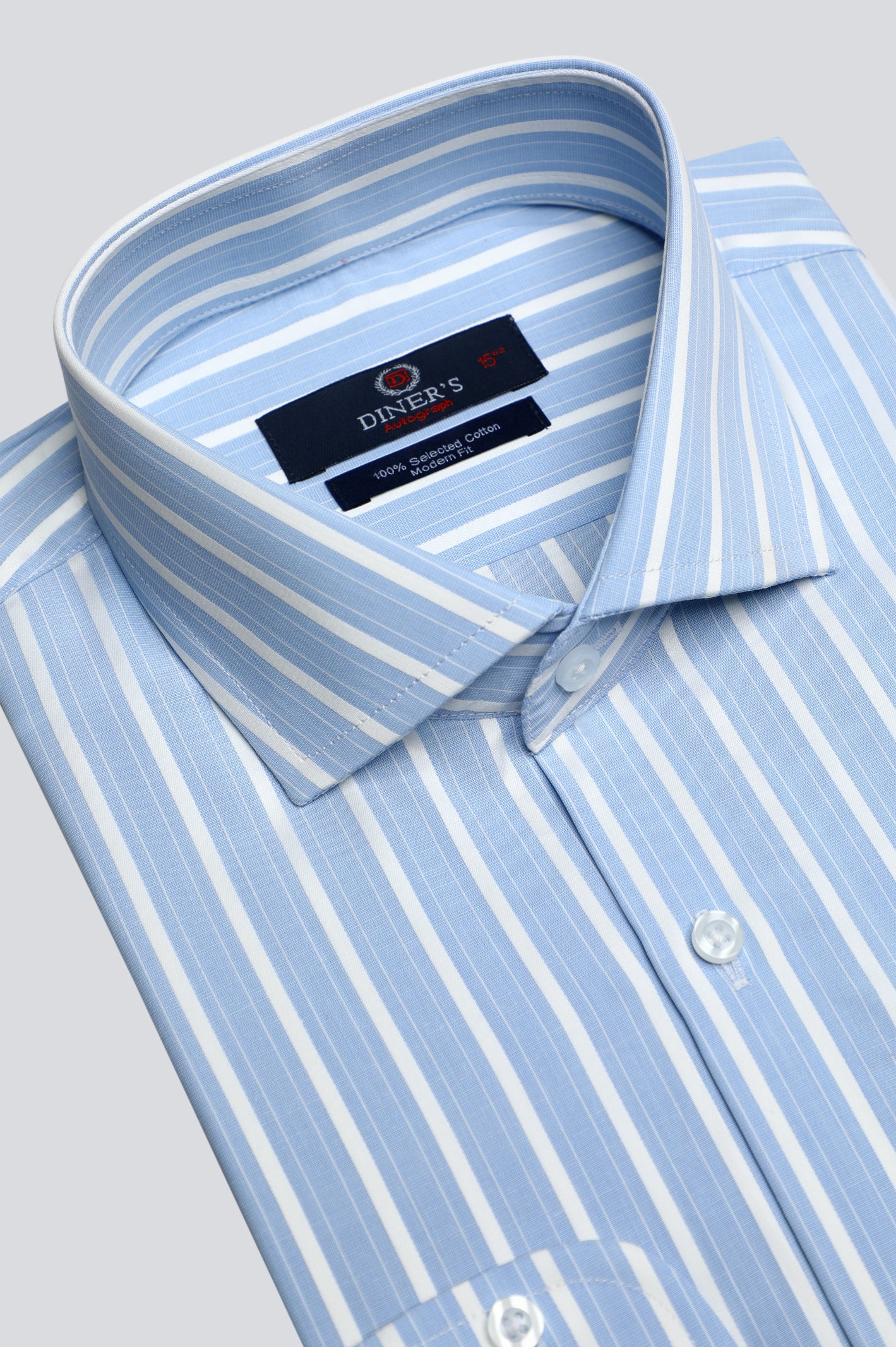 Light Blue Pencil Stripe Formal Autograph Shirt From Diners