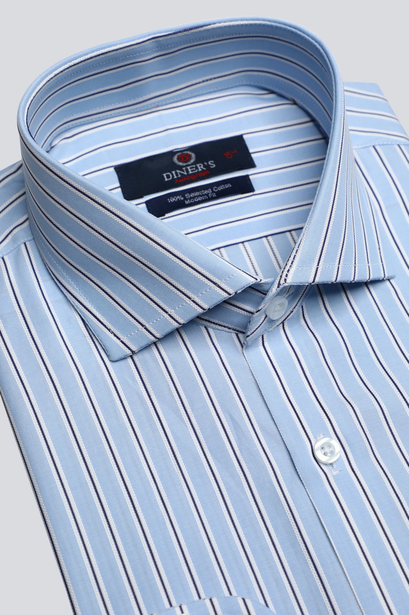 Blue Pinstripe Formal Autograph Shirt From Diners