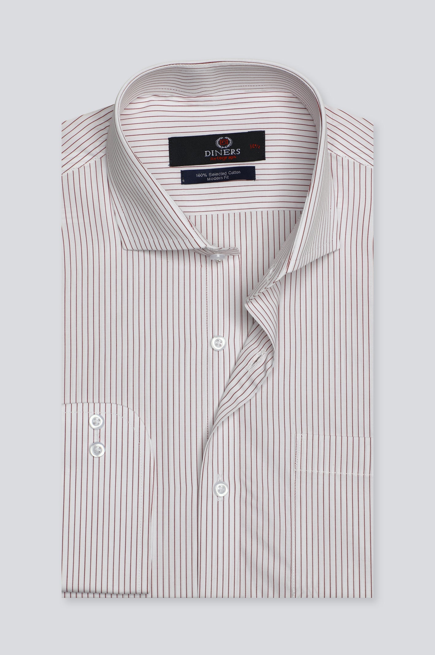 Red Hairline Stripes Formal Autograph Shirt From Diners