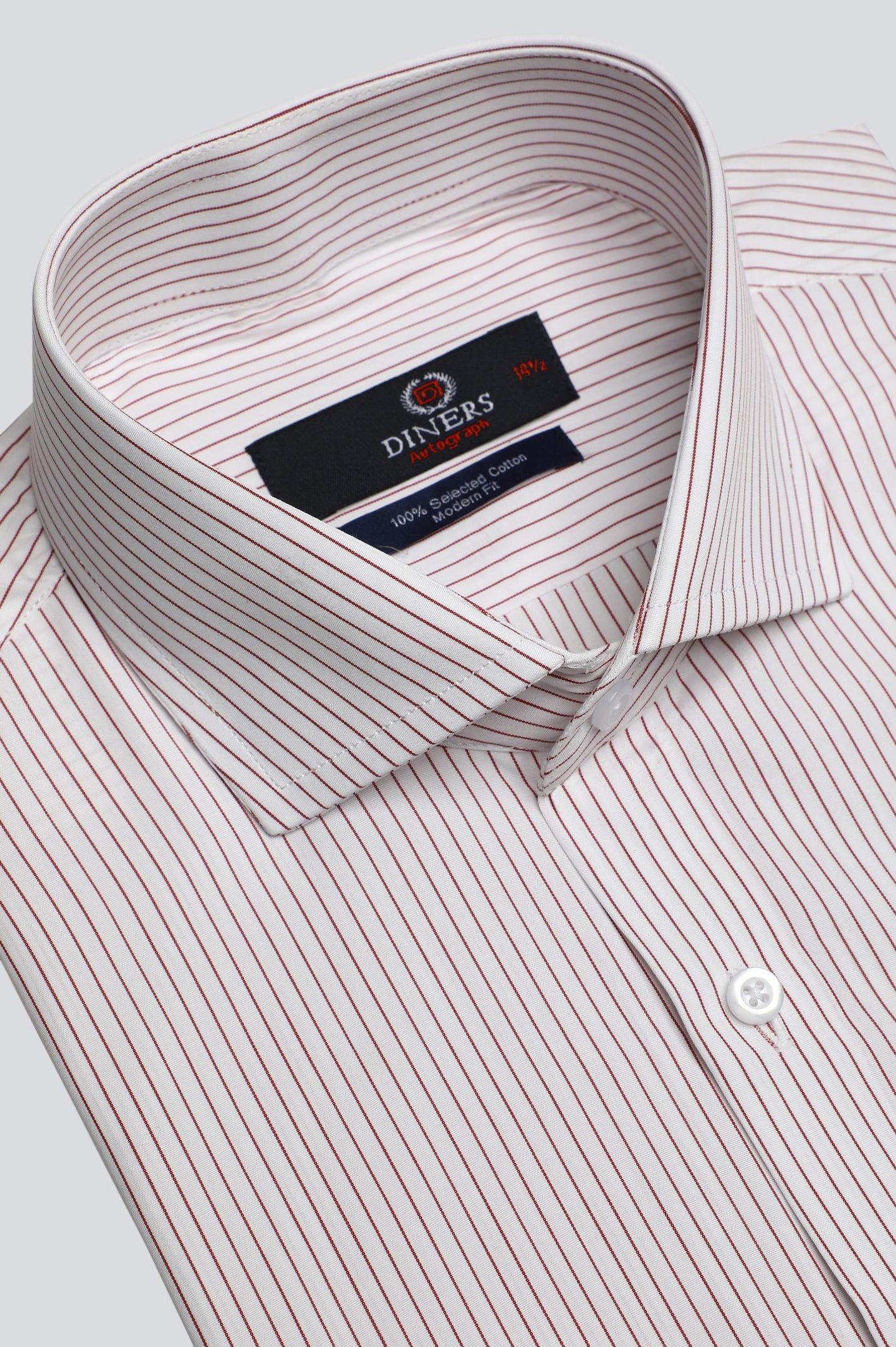 Red Hairline Stripes Formal Autograph Shirt From Diners