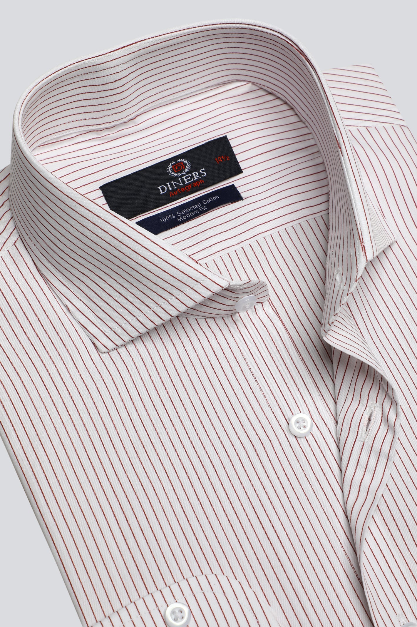 Red Hairline Stripes Formal Autograph Shirt From Diners