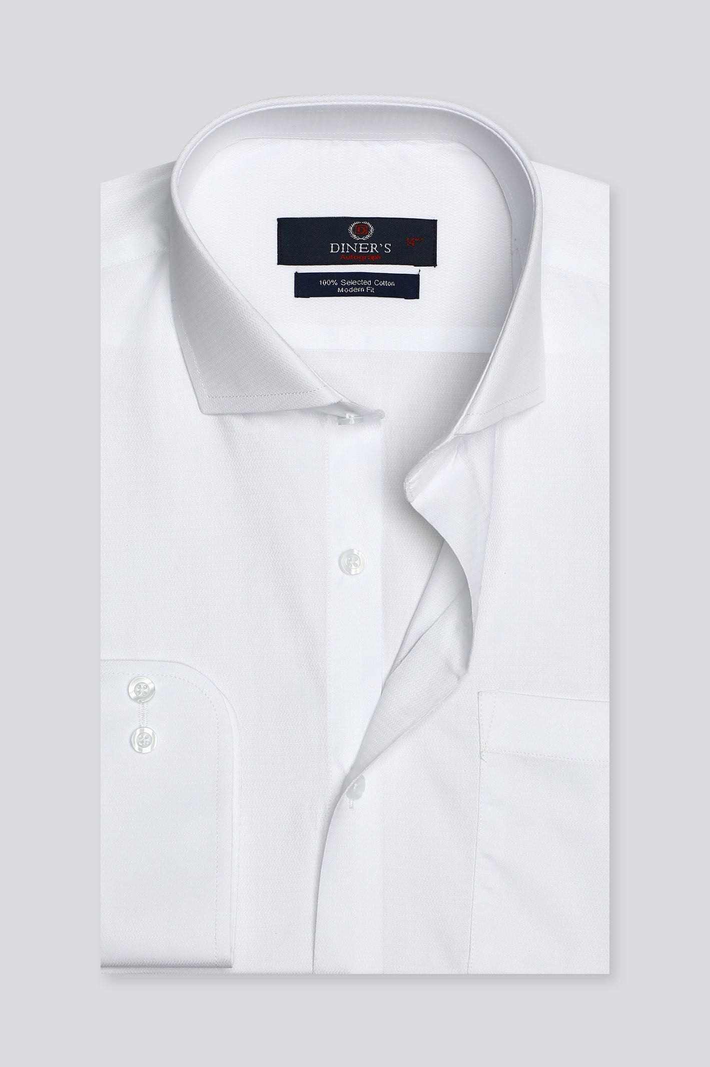 White Self Textured Formal Autograph Shirt - Diners