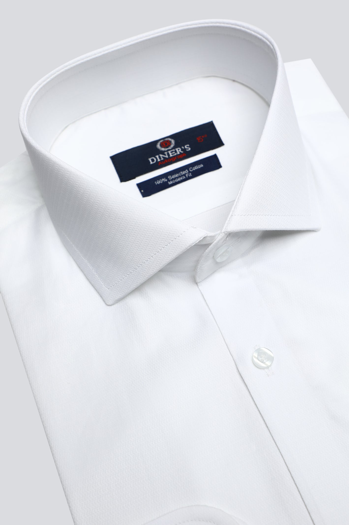 White Self Textured Formal Autograph Shirt - Diners