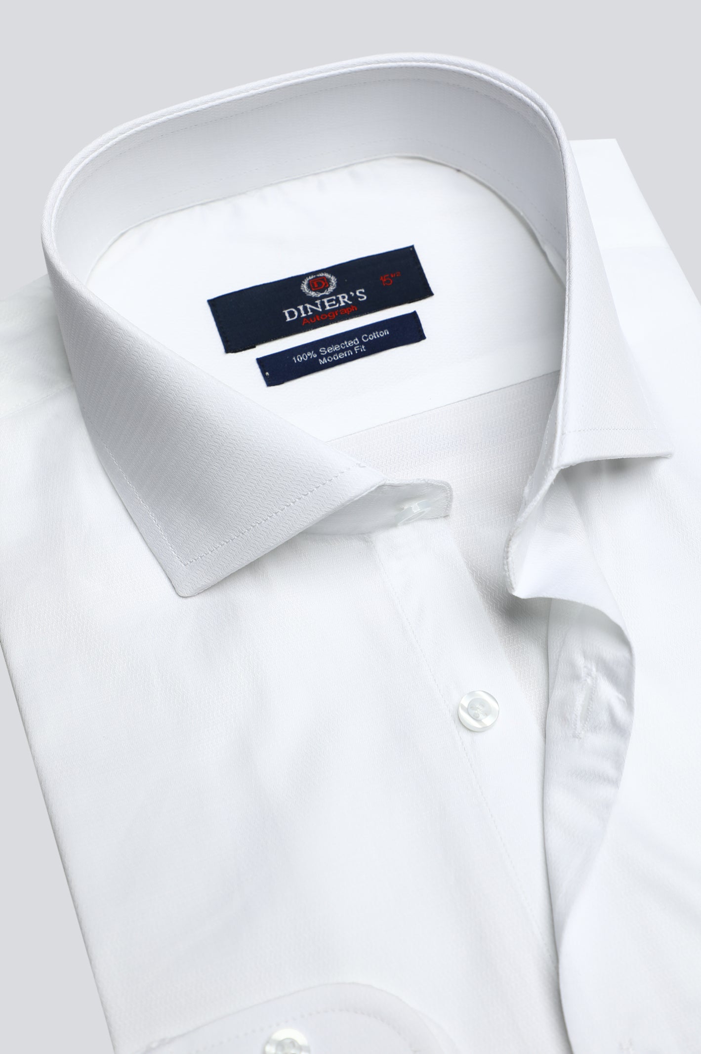 White Self Textured Formal Autograph Shirt - Diners