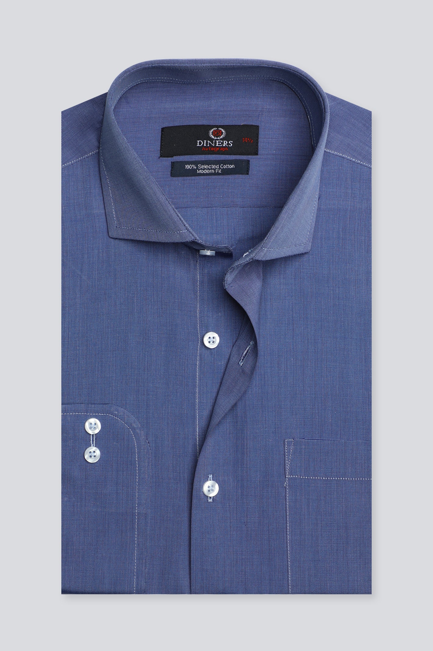 Blue Textured Formal Autograph Shirt From Diners