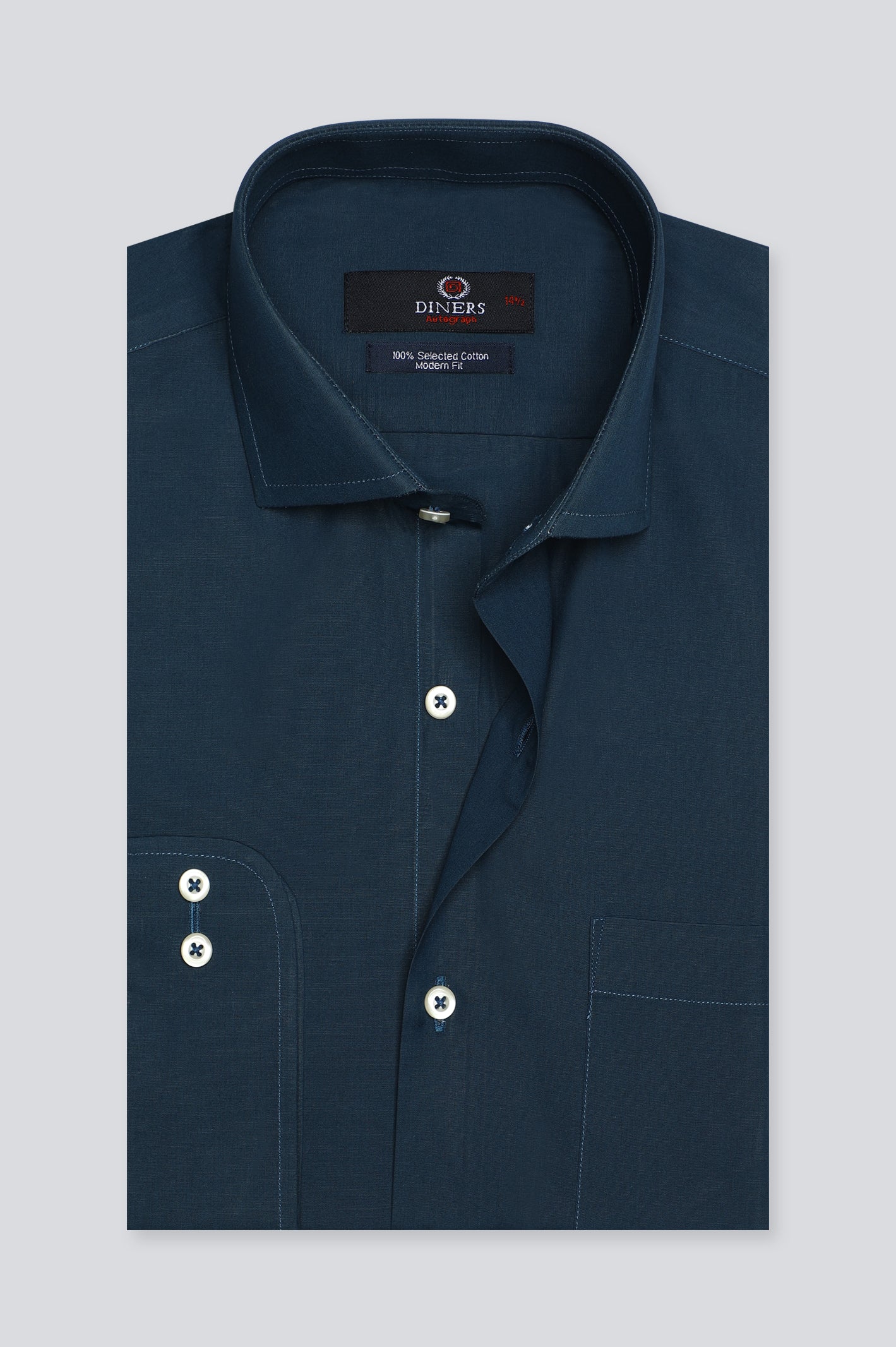 Sea Green Plain Formal Autograph Shirt From Diners