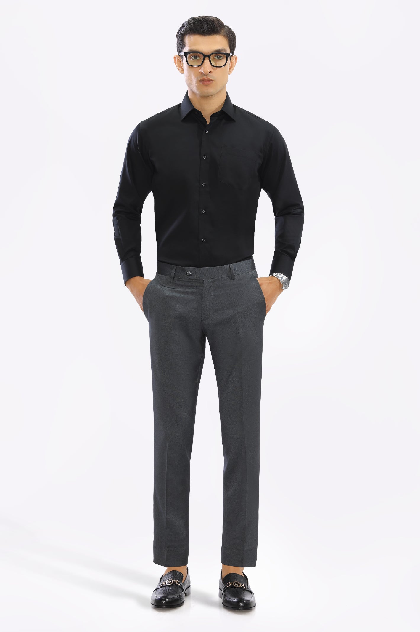 Black Plain Formal Autograph Shirt - Diners