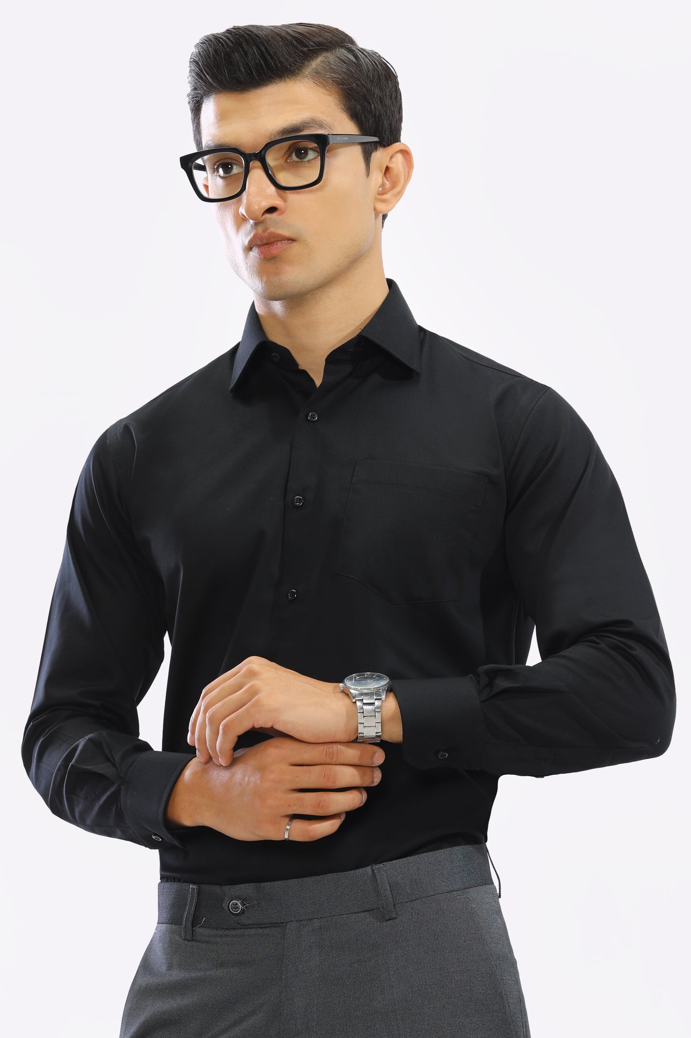 Black Plain Formal Autograph Shirt - Diners