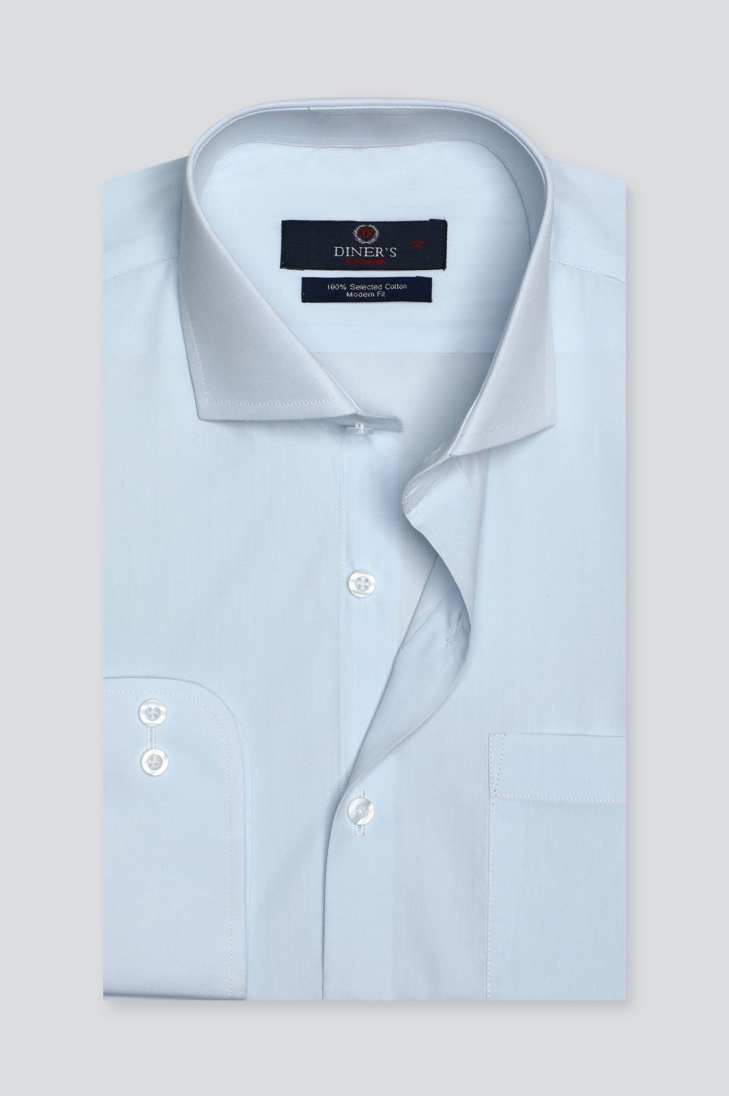 Light Grey Plain Formal Autograph Shirt - Diners