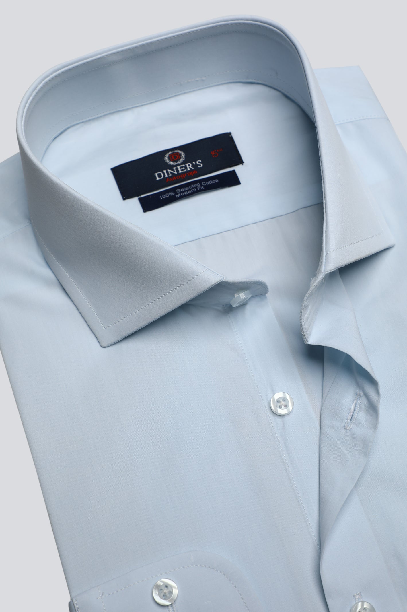 Light Grey Plain Formal Autograph Shirt - Diners