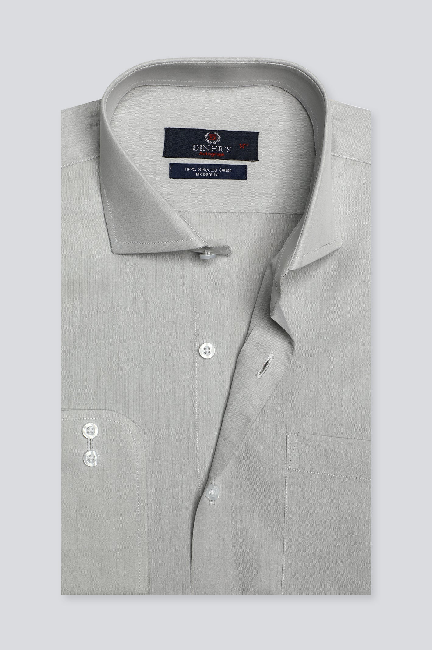 Beige Plain Formal Autograph Shirt From Diners