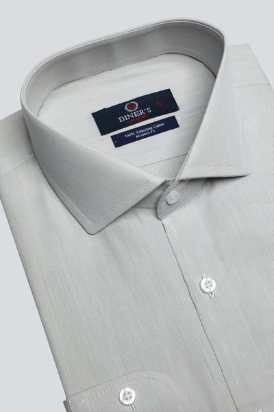Beige Plain Formal Autograph Shirt From Diners