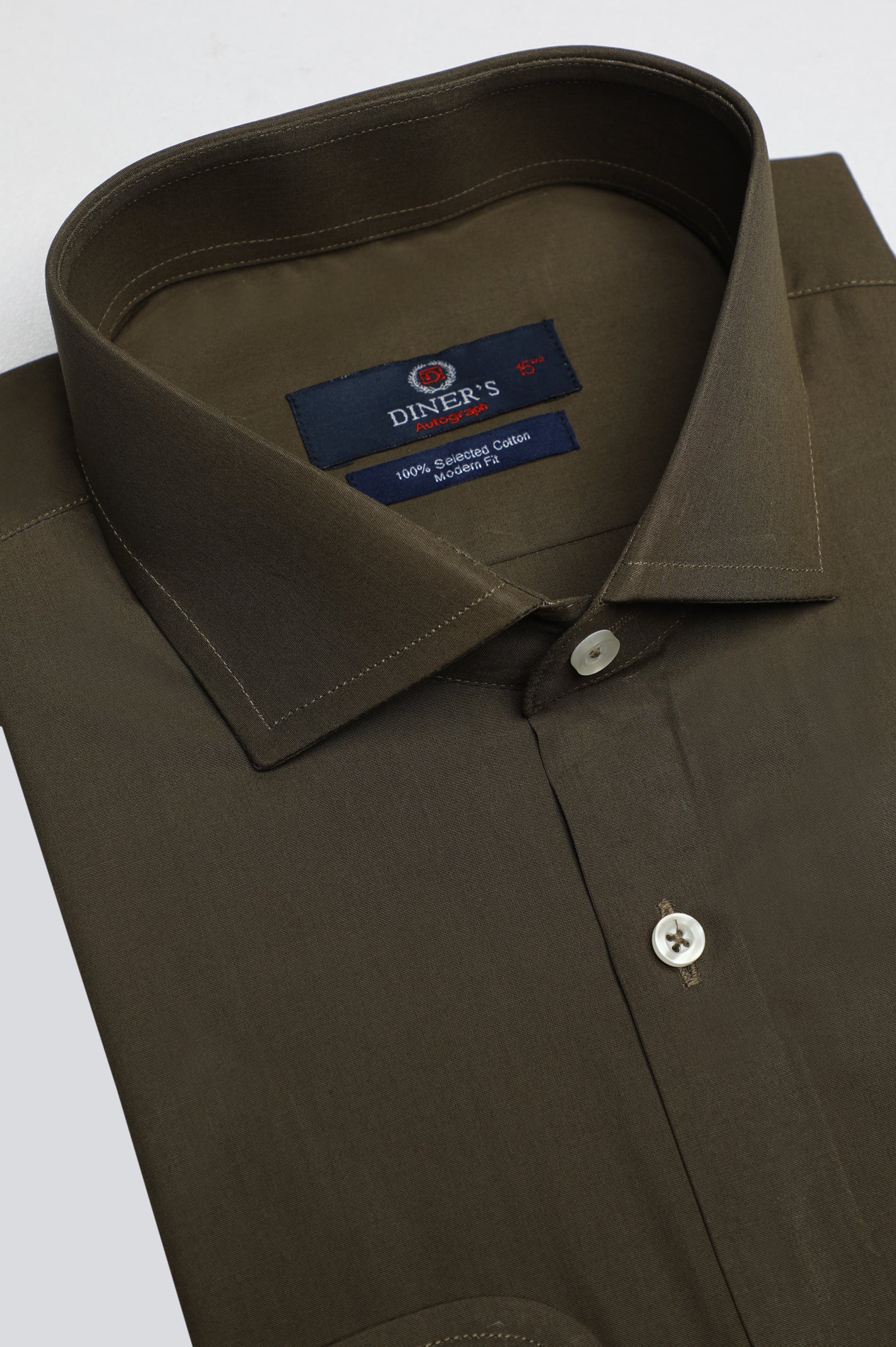 Olive Plain Formal Autograph Shirt - Diners