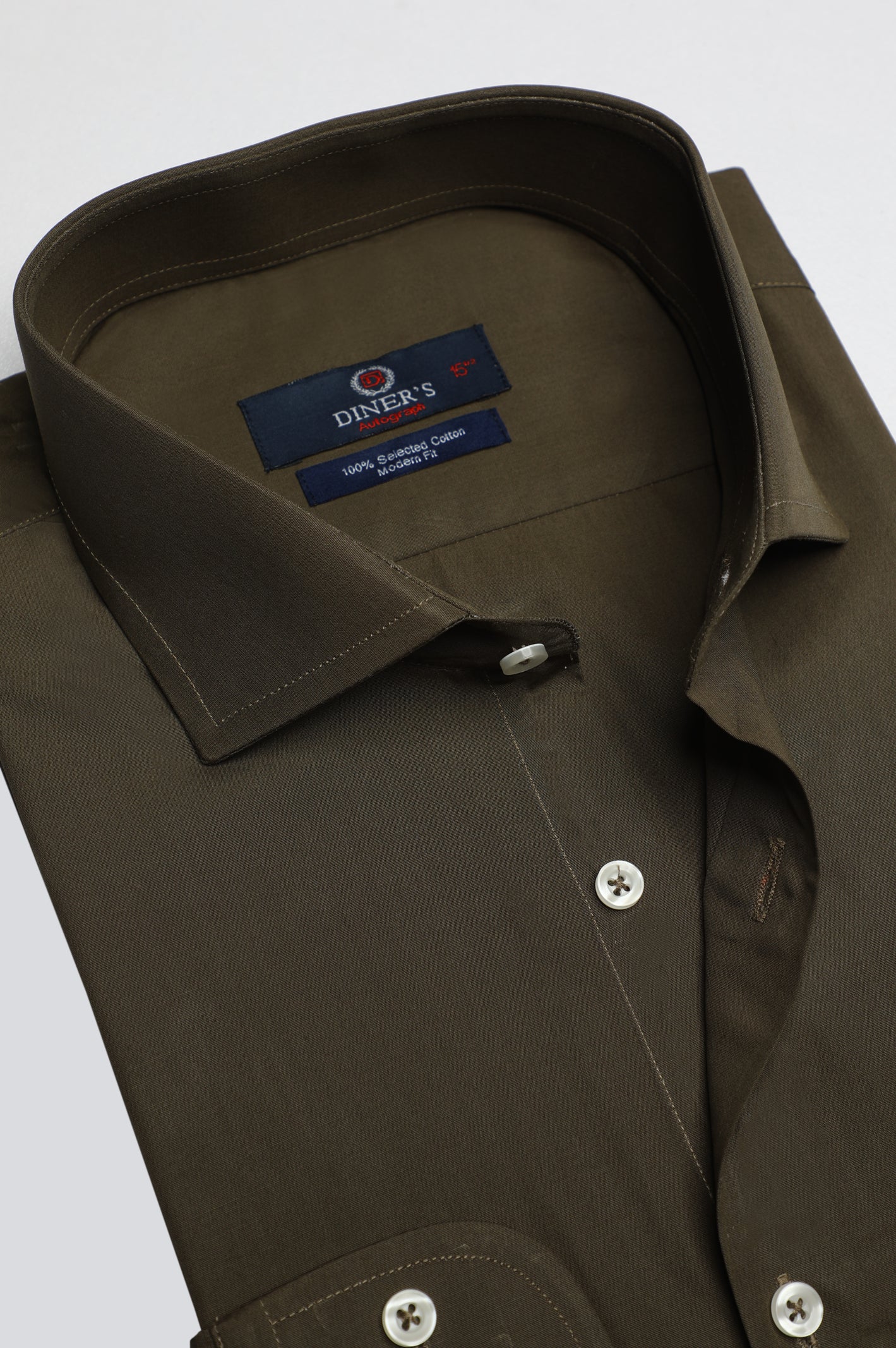 Olive Plain Formal Autograph Shirt - Diners