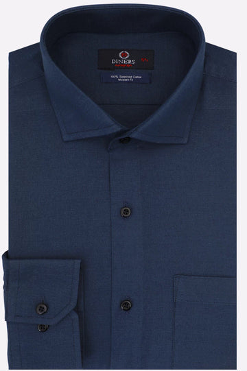 Navy Blue Self Textured Formal Shirt