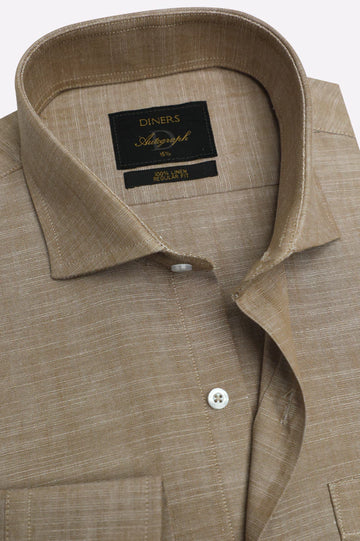 Brown Formal Autograph Linen Shirt