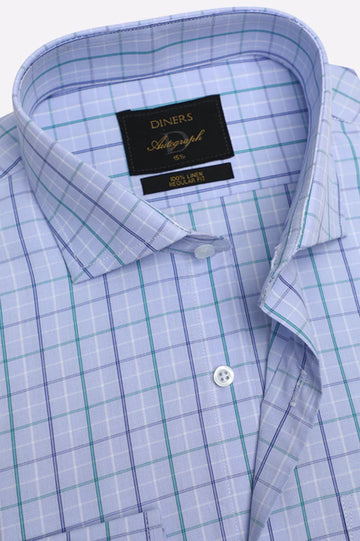 Blue Tattersall Check Formal Autograph Shirt