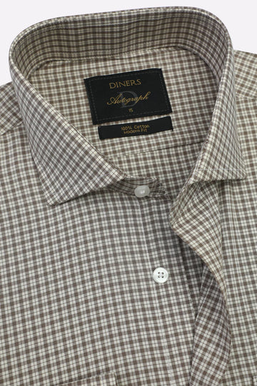 Brown Check Formal Autograph Shirt