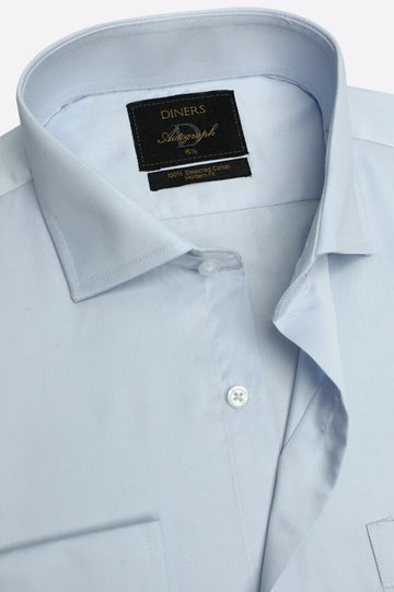 Sky Blue Self Formal Autograph Shirt