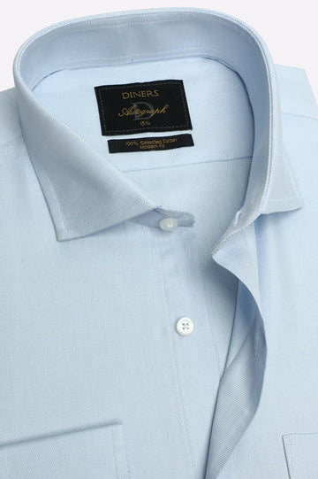 Sky Blue Self Formal Autograph Shirt