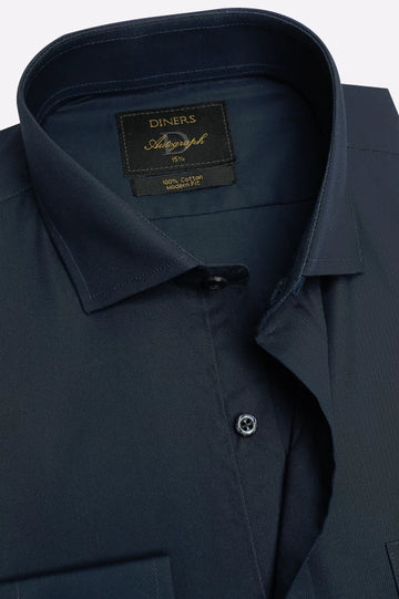 Navy Blue Self Formal Autograph Shirt