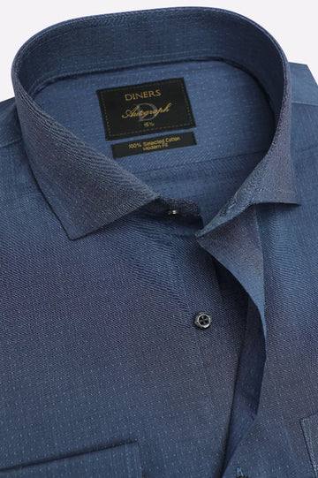 Dark Blue Self Formal Autograph Shirt