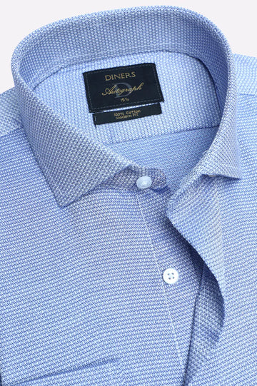 Blue Diamond Patterned Formal Autograph Shirt