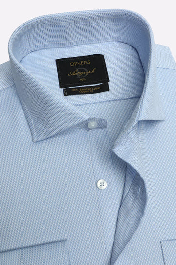 Sky Blue Self Formal Autograph Shirt