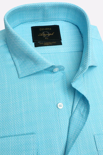 Sky Blue Self Formal Autograph Shirt