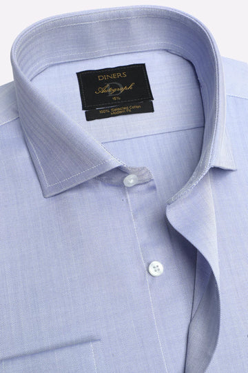 Blue Self Chevron Formal Autograph Shirt
