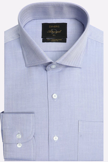 Blue Self Chevron Formal Autograph Shirt