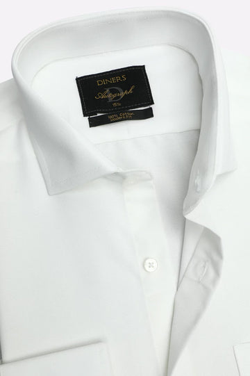 White Self Formal Autograph Shirt