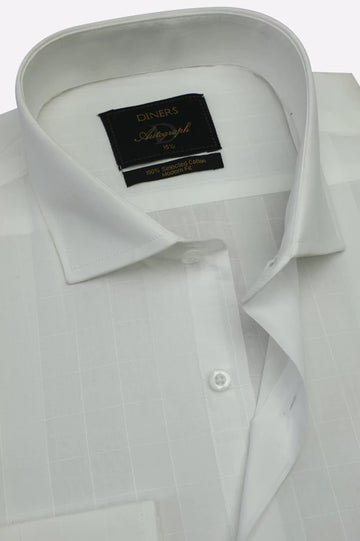 White Windowpane Check Formal Shirt
