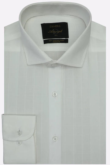 White Windowpane Check Formal Shirt
