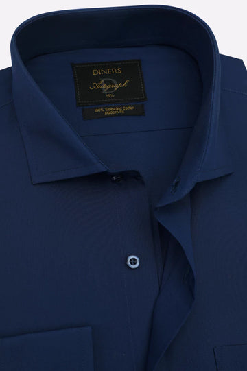 Blue Plain Formal Autograph Shirt