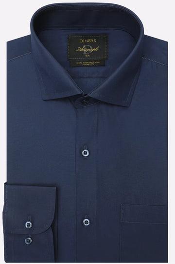 Blue Plain Formal Autograph Shirt
