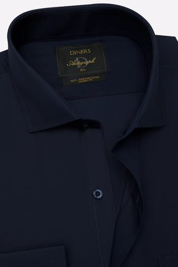 Navy Blue Plain Formal Autograph Shirt