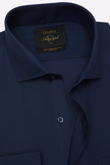Dark Blue Plain Formal Autograph Shirt
