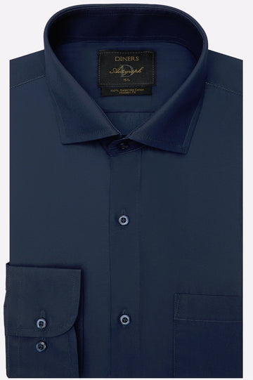 Dark Blue Plain Formal Autograph Shirt