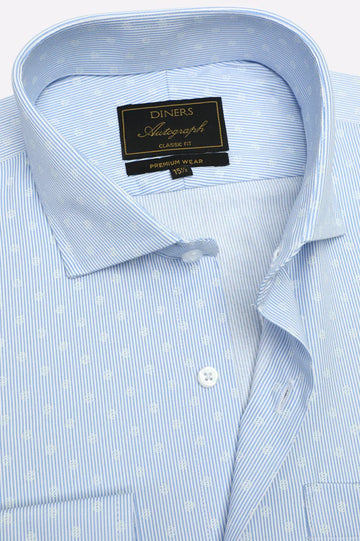 Sky Blue Stripes Formal Autograph Shirt