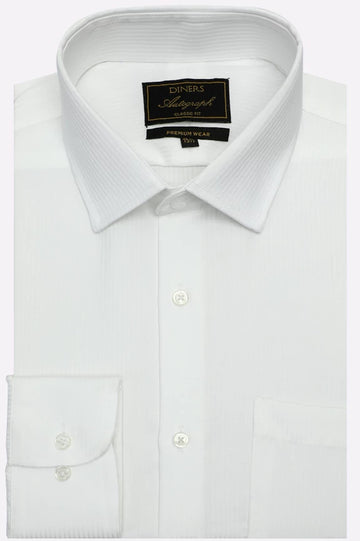 White Self Stripes Formal Autograph Shirt