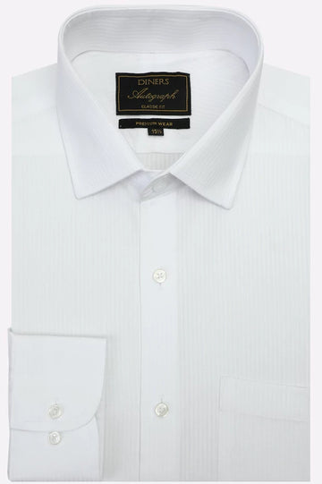 White Self Stripes Formal Autograph Shirt