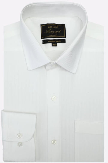 White Self Stripes Formal Autograph Shirt