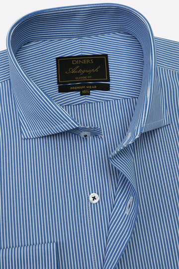 Dark Blue Stripes Formal Autograph Shirt