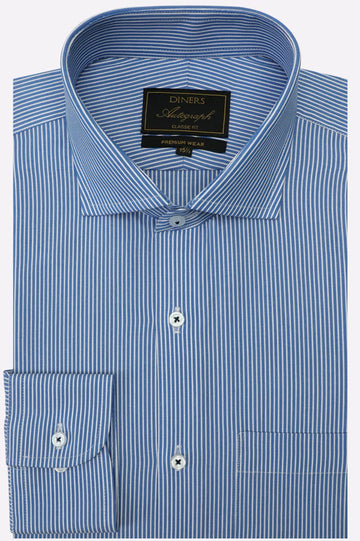 Dark Blue Stripes Formal Autograph Shirt