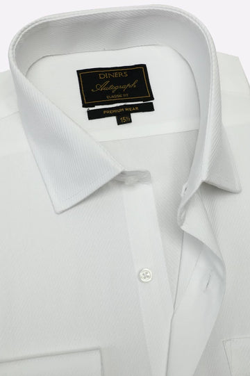 White Self Formal Autograph Shirt