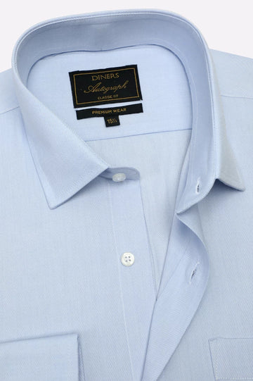 Sky Blue Self Formal Autograph Shirt