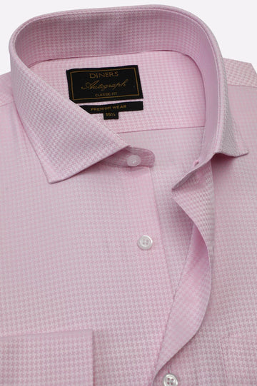 Pink Self Textured Formal Autograph Shirt